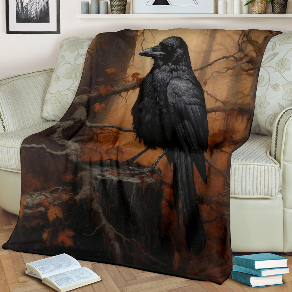 Crow Raven Blanket,  Goth Gifts, Crow Fleece Blanket, Crow Gifts, Crow Custom Blanket, Witchy Blanket