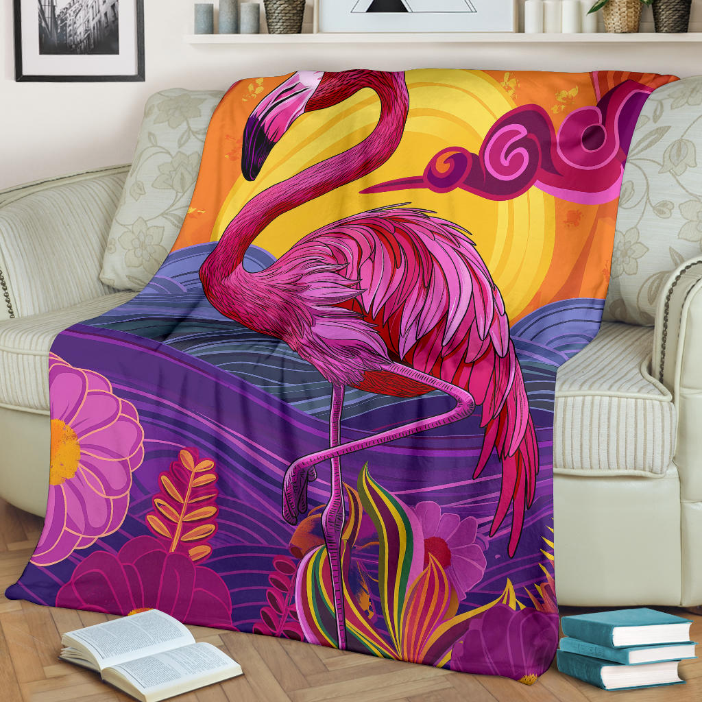 Flamingo Blanket, Trippy Psychedelics Flamingo Fleece Blanket, Flamingo Throw Blanket, Flamingo Gifts