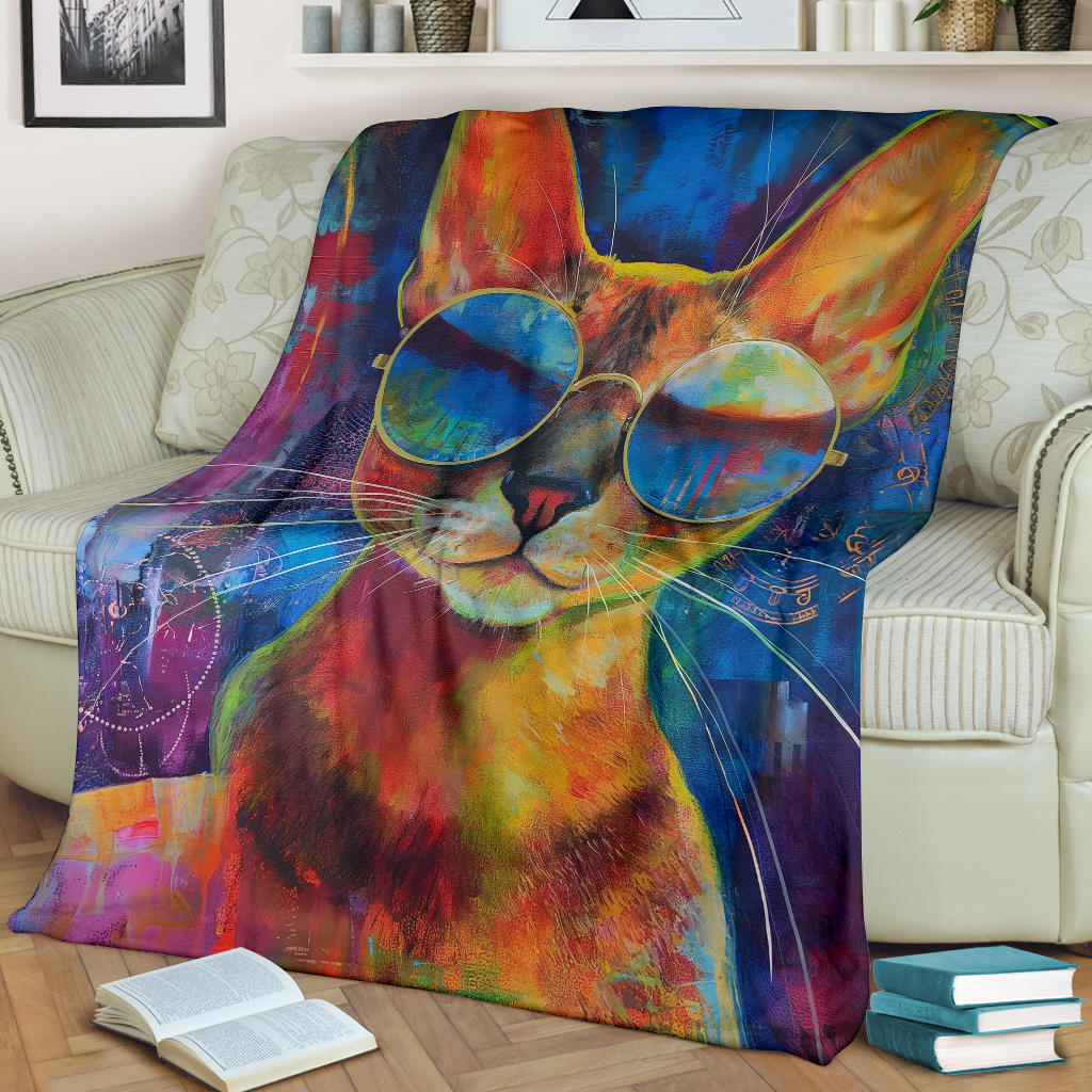 Abyssinian cat Blanket, Trippy Psychedelics Abyssinian cat Fleece Blanket, Abyssinian cat Throw Blanket, Abyssinian cat Gifts