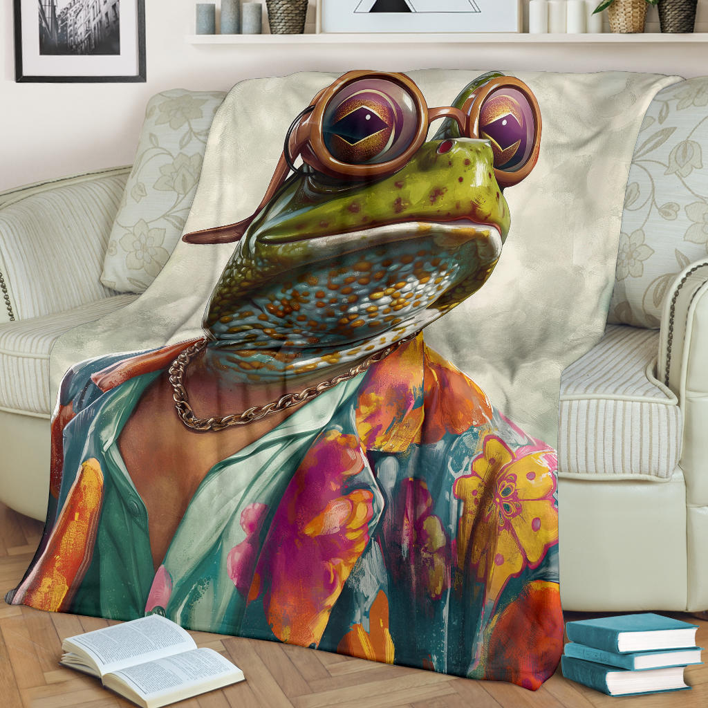 Frog Blanket, Trippy Psychedelics Frog Fleece Blanket, Frog Throw Blanket, Frog Gifts