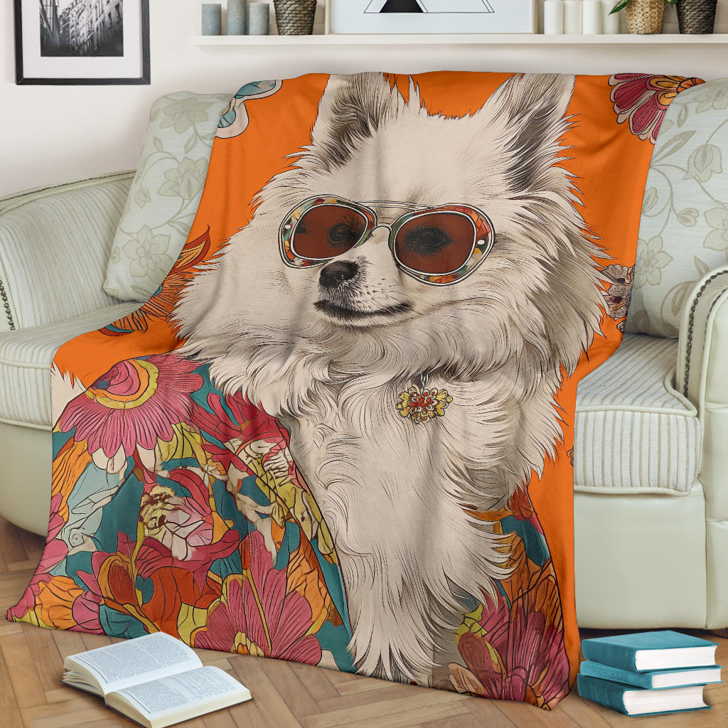 Japanese Spitz Blanket, Trippy Psychedelics Japanese Spitz Fleece Blanket, Japanese Spitz Throw Blanket, Japanese Spitz Gifts