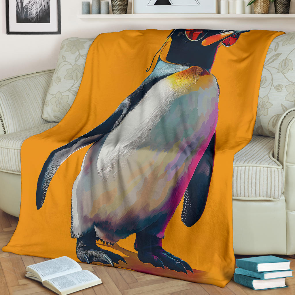 Penguin Blanket, Trippy Psychedelics Penguin Fleece Blanket, Penguin Throw Blanket, Penguin Gifts