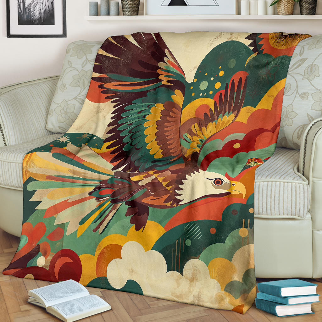 Eagle Blanket, Trippy Psychedelics Eagle Fleece Blanket, Eagle Throw Blanket, Eagle Gifts