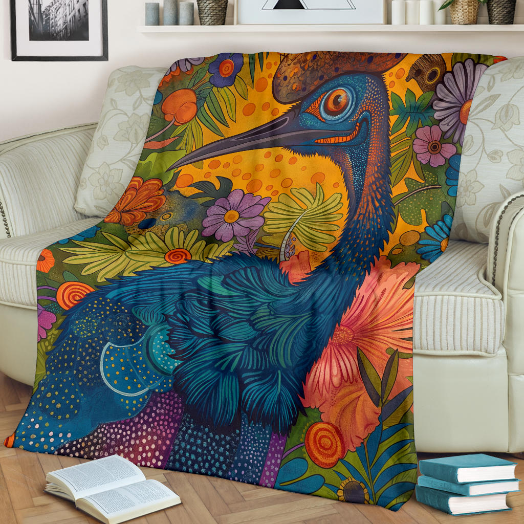 Cassowary Blanket, Trippy Psychedelics Cassowary Fleece Blanket, Cassowary Throw Blanket, Cassowary Gifts