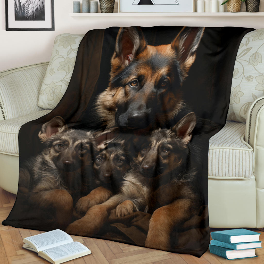 German Shepherd Family Blanket, German Shepherd Gifts, German Shepherd Throw Blanket, German Shepherd Fleece Blanket