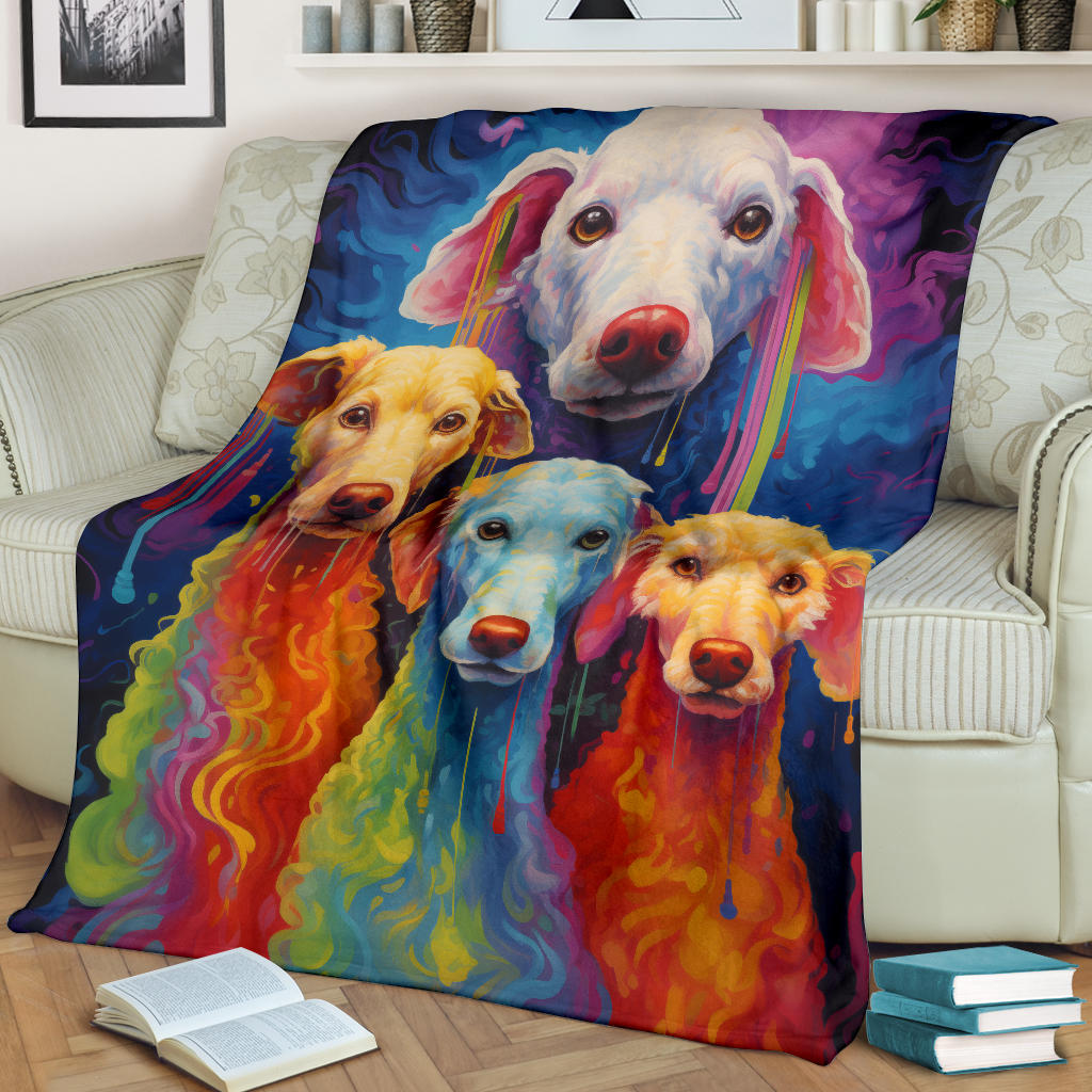 Bedlington Terrier Blanket, Trippy Psychedelics Bedlington Terrier Fleece Blanket, Bedlington Terrier Throw Blanket, Bedlington Terrier Gifts