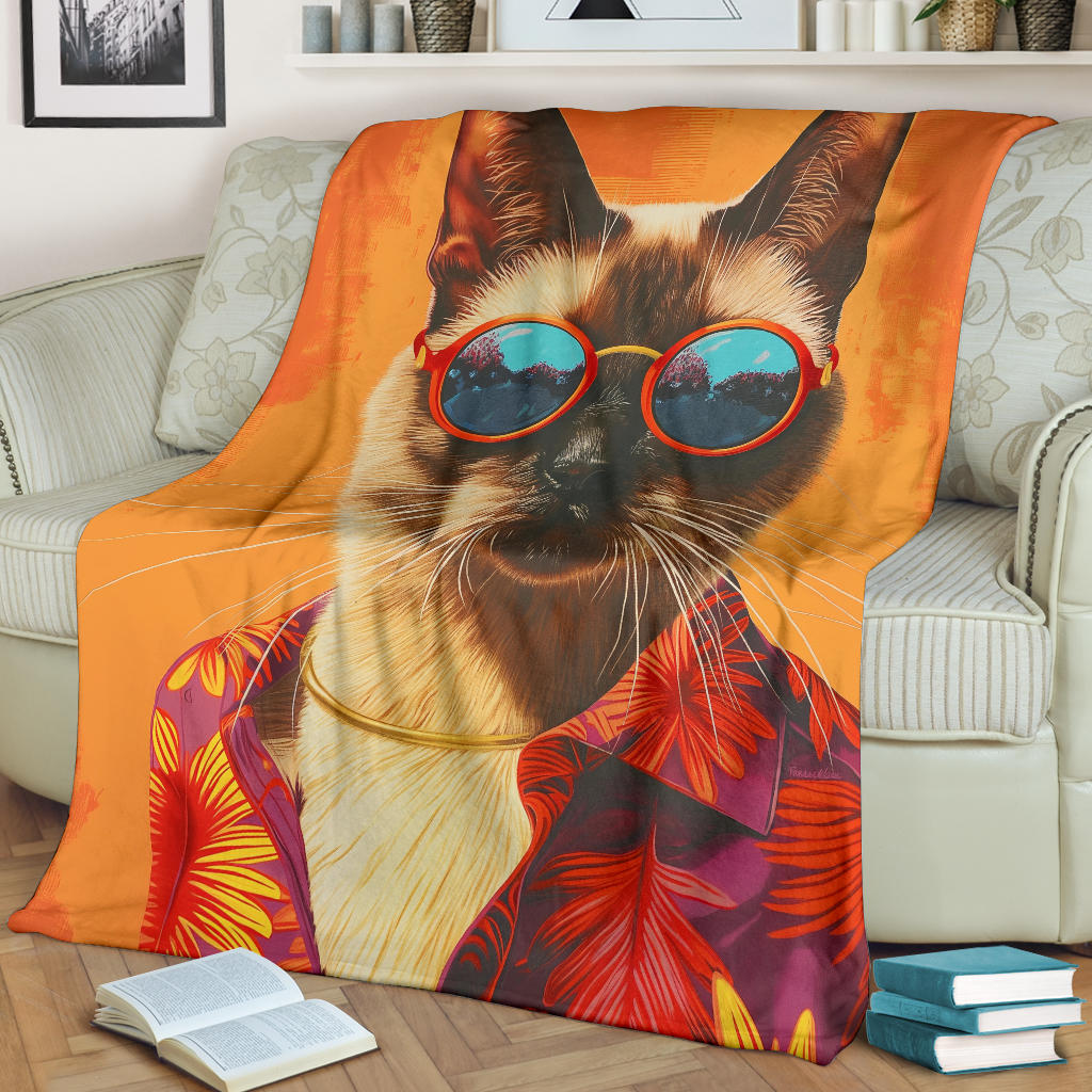 Burmese cat Blanket, Trippy Psychedelics Burmese cat Fleece Blanket, Burmese cat Throw Blanket, Burmese cat Gifts