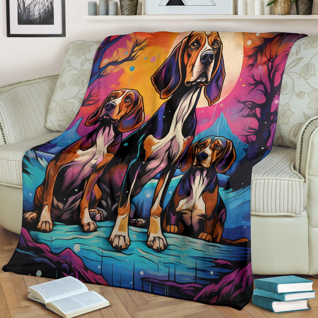 Treeing Walker Coonhound Blanket, Trippy Psychedelics Treeing Walker Coonhound Fleece Blanket, Treeing Walker Coonhound Throw Blanket, Treeing Walker Coonhound Gifts