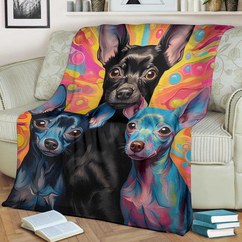 American Hairless Terrier Blanket, Trippy Psychedelics American Hairless Terrier Fleece Blanket, American Hairless Terrier Throw Blanket, American Hairless Terrier Gifts