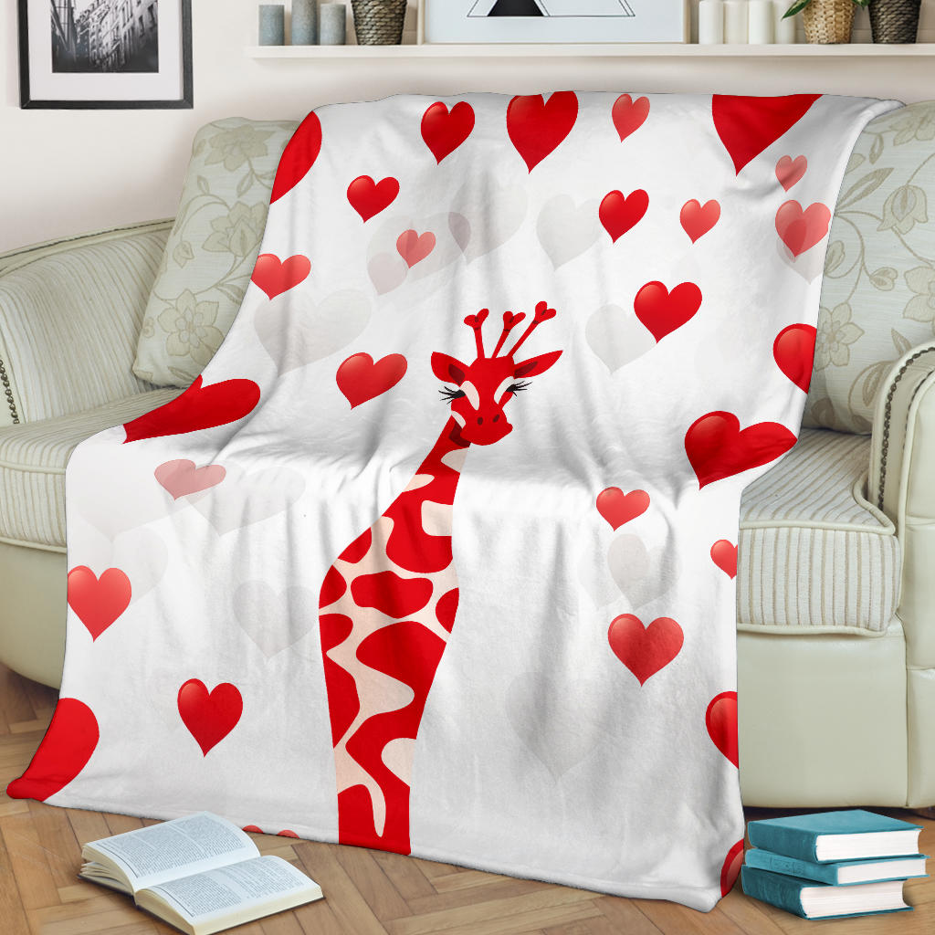 Giraffe Heart Blanket, Giraffe Throw Blanket, Giraffe Fleece Blanket, Giraffe Gift