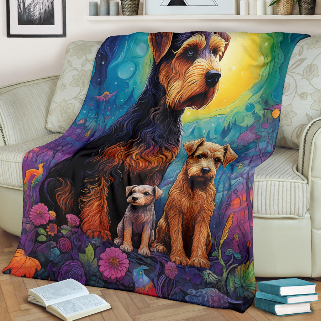 Welsh Terrier Blanket, Trippy Psychedelics Welsh Terrier Fleece Blanket, Welsh Terrier Throw Blanket, Welsh Terrier Gifts