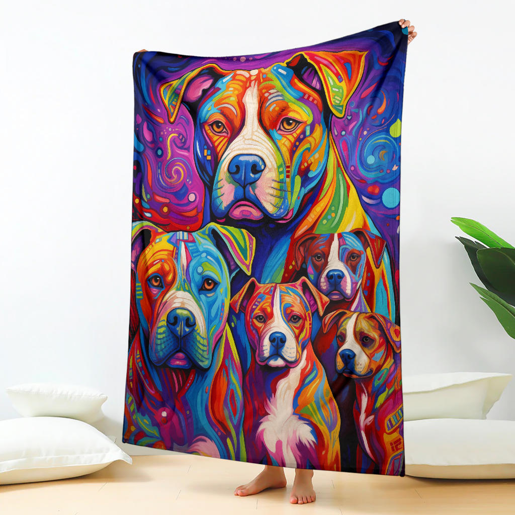 American Bulldog Blanket, Trippy Psychedelics American Bulldog Fleece Blanket, American Bulldog Throw Blanket, American Bulldog Gifts