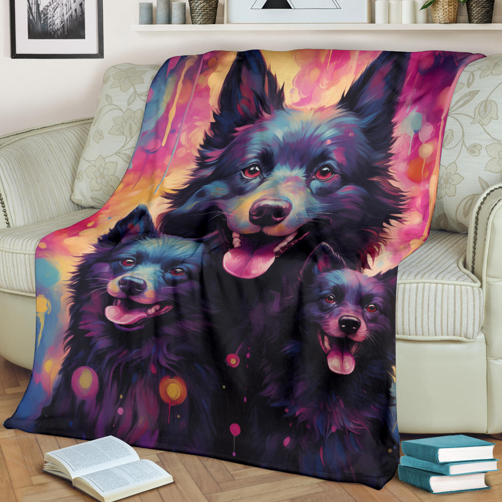 Schipperke Blanket, Trippy Psychedelics Schipperke Fleece Blanket, Schipperke Throw Blanket, Schipperke Gifts