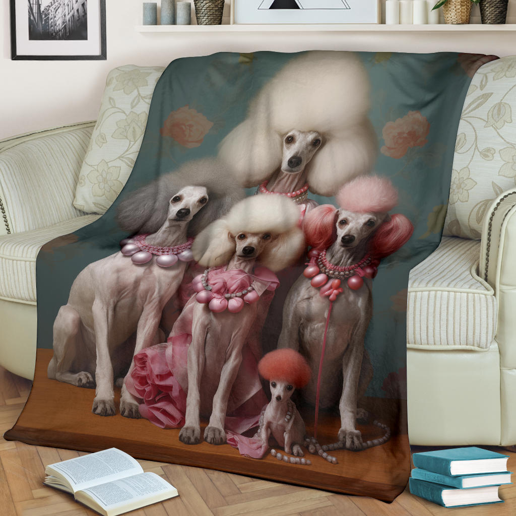 Poodle Family Blanket, Poodle Gifts, Poodle Fleece Blanket, Poodle Throw Blanket