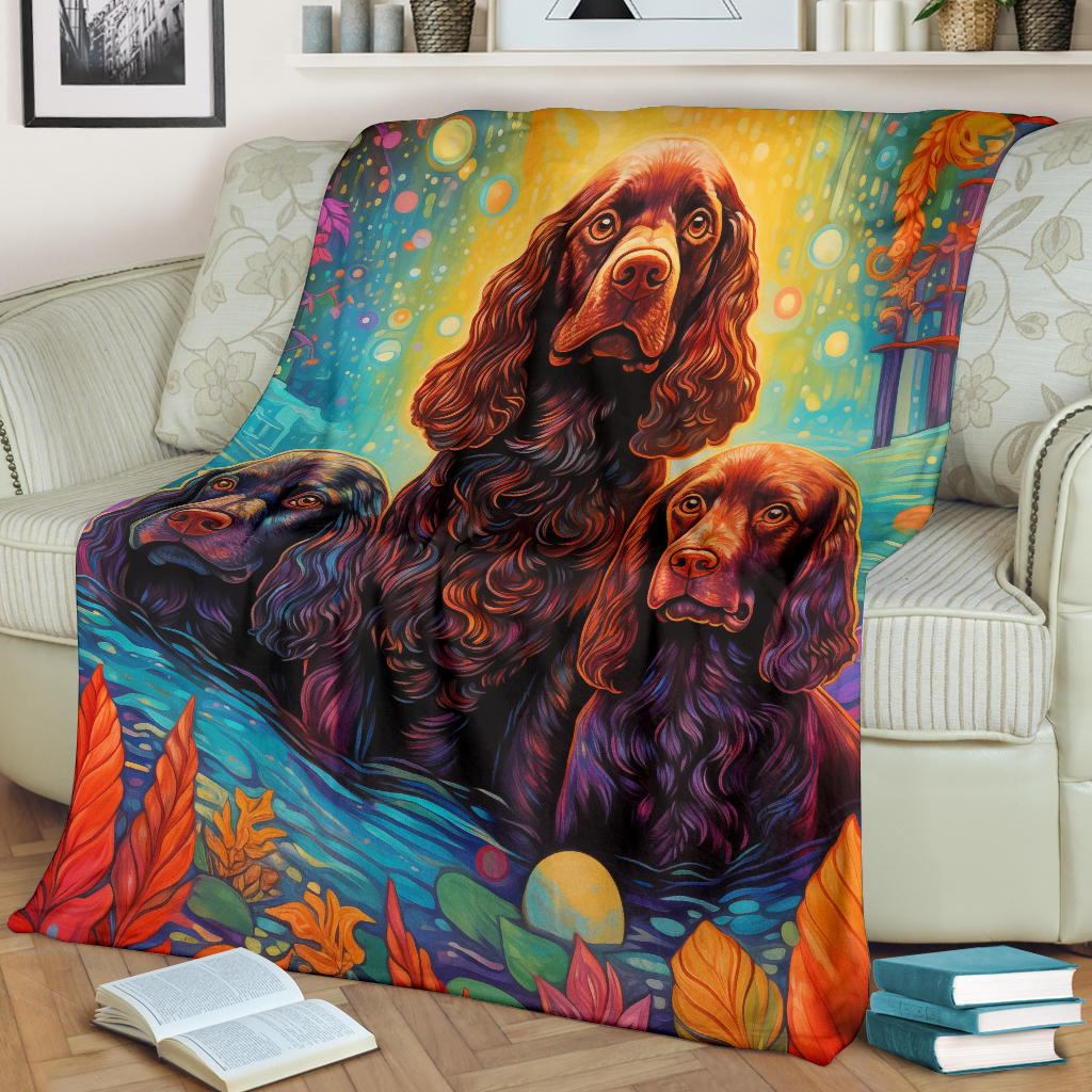 American Water Spaniel Blanket, Trippy Psychedelics American Water Spaniel Fleece Blanket, American Water Spaniel Throw Blanket, American Water Spaniel Gifts