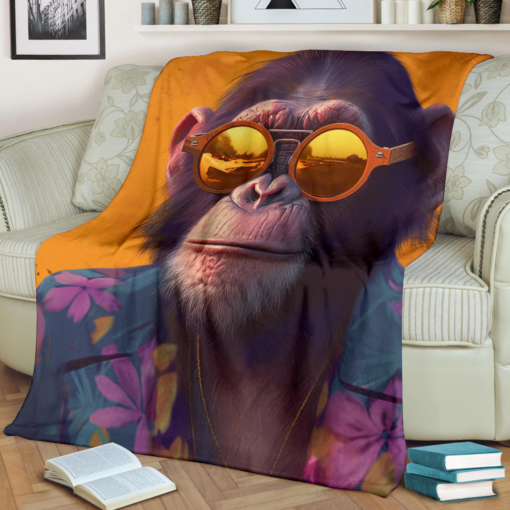 Monkey Blanket, Trippy Psychedelics Monkey Fleece Blanket, Monkey Throw Blanket, Monkey Gifts