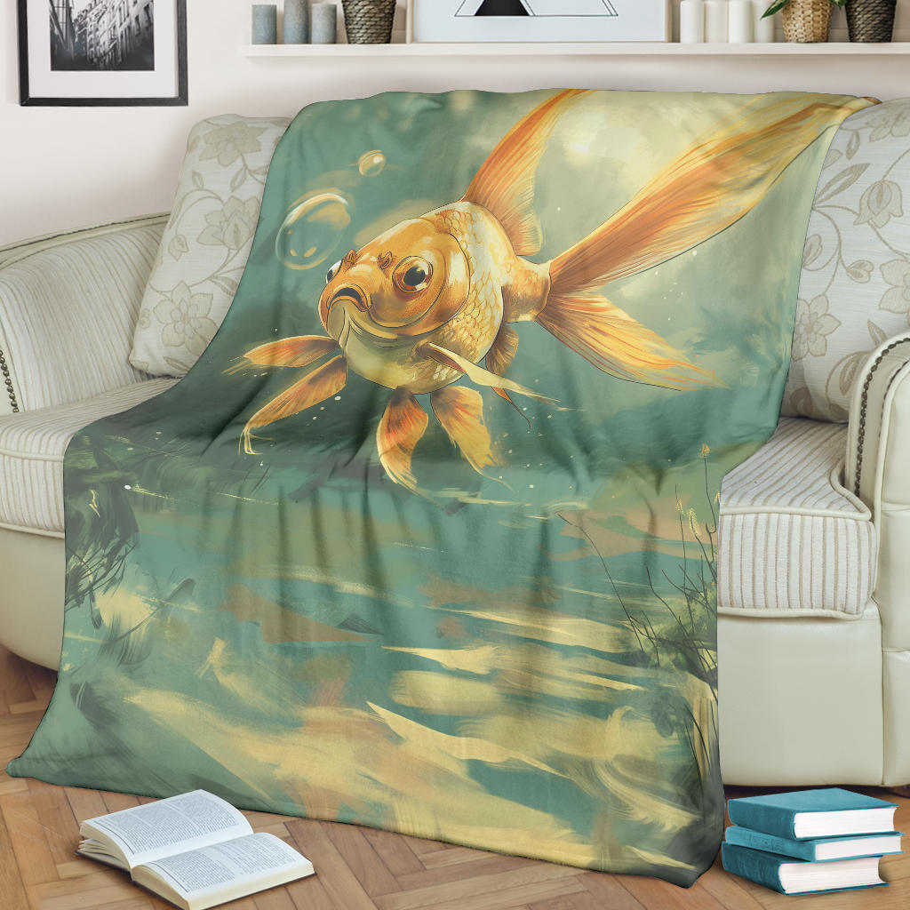 Goldfish Blanket, Trippy Psychedelics Goldfish Fleece Blanket, Goldfish Throw Blanket, Goldfish Gifts