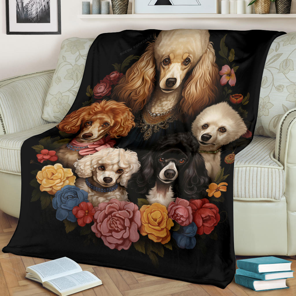 Poodle Family Blanket, Poodle Gifts, Poodle Fleece Blanket, Poodle Throw Blanket