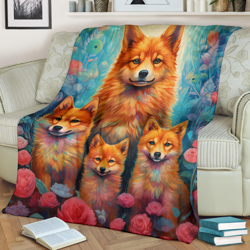 Finnish Spitz Blanket, Trippy Psychedelics Finnish Spitz Fleece Blanket, Finnish Spitz Throw Blanket, Finnish Spitz Gifts