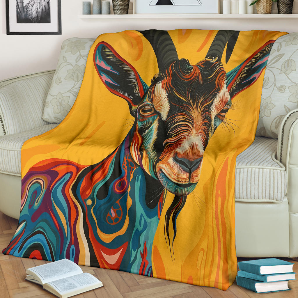 Goat Blanket, Trippy Psychedelics Goat Fleece Blanket, Goat Throw Blanket, Goat Gifts