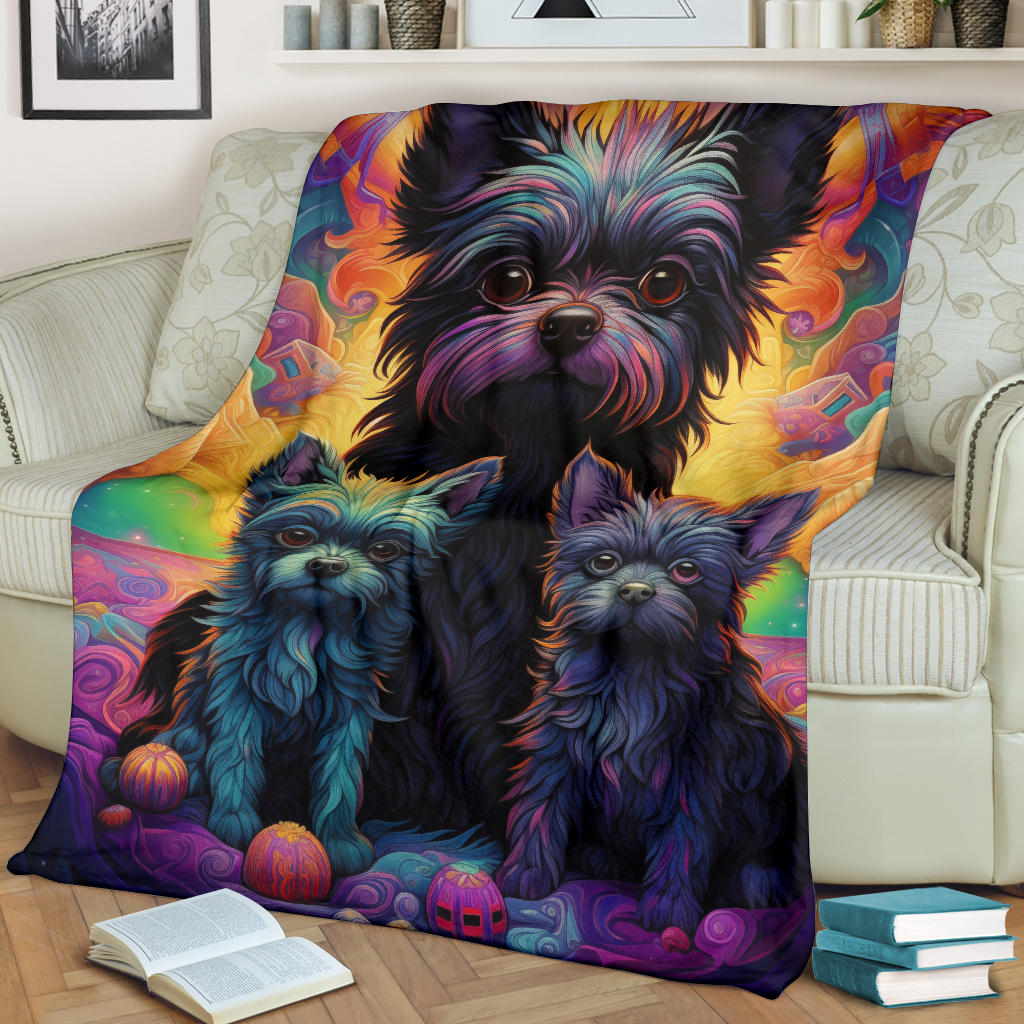 Affenpinscher Blanket, Trippy Psychedelics Affenpinscher Fleece Blanket, Affenpinscher Throw Blanket, Affenpinscher Gifts