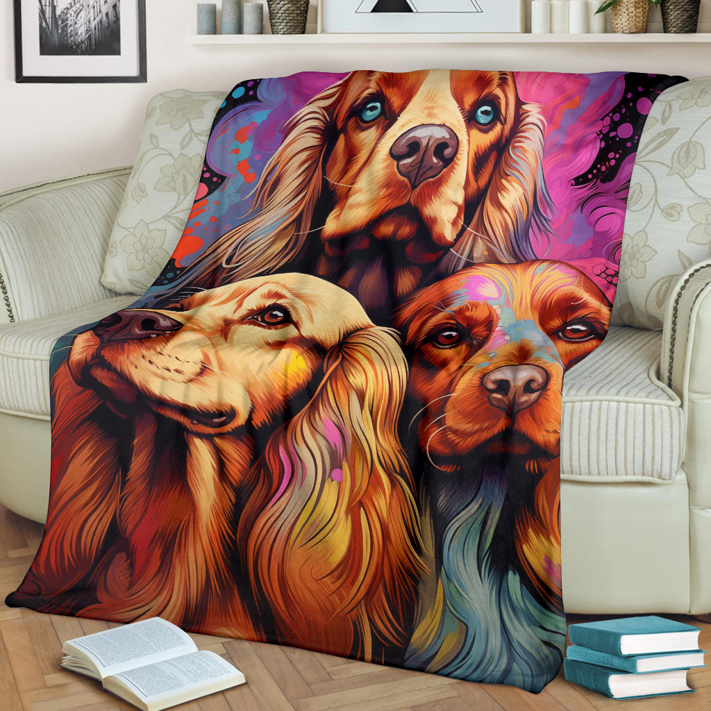 Sussex Spaniel Blanket, Trippy Psychedelics Sussex Spaniel Fleece Blanket, Sussex Spaniel Throw Blanket, Sussex Spaniel Gifts