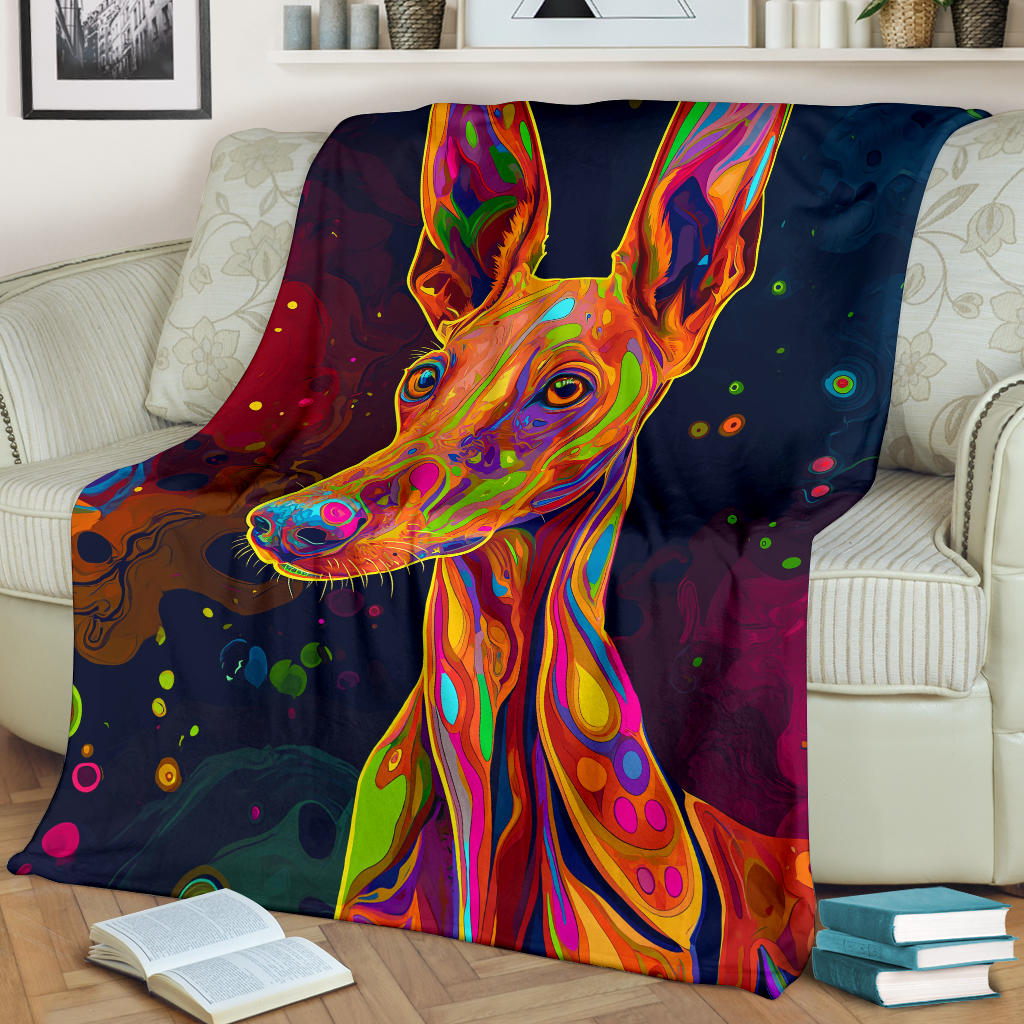 Ibizan Hound Blanket, Trippy Psychedelics Ibizan Hound Fleece Blanket, Ibizan Hound Throw Blanket, Ibizan Hound Gifts