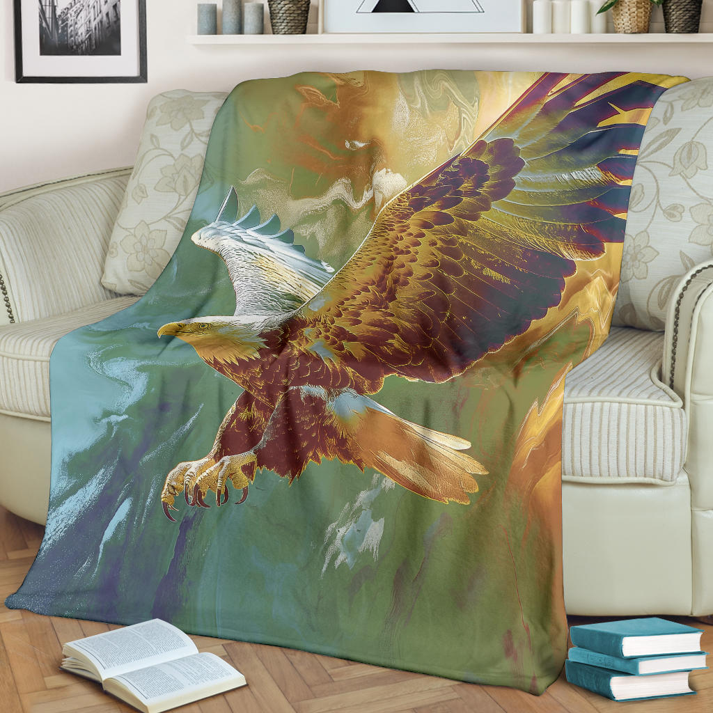 Eagle Blanket, Trippy Psychedelics Eagle Fleece Blanket, Eagle Throw Blanket, Eagle Gifts