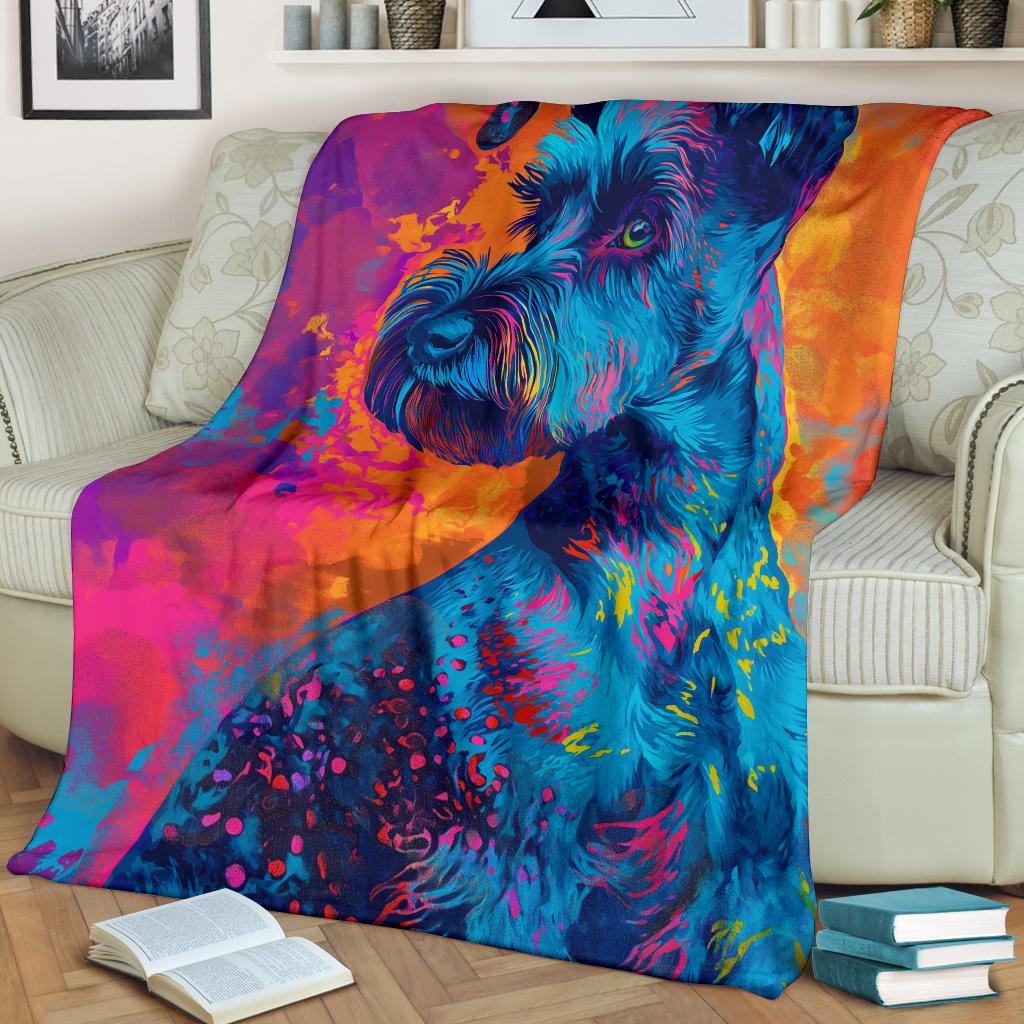 Kerry Blue Terrier Blanket, Trippy Psychedelics Kerry Blue Terrier Fleece Blanket, Kerry Blue Terrier Throw Blanket, Kerry Blue Terrier Gifts