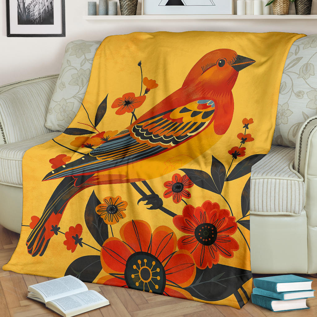 Finch bird Blanket, Trippy Psychedelics Finch bird Fleece Blanket, Finch bird Throw Blanket, Finch bird Gifts