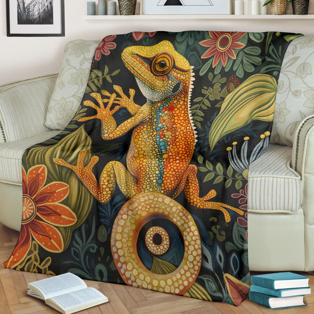 Lizard Blanket, Trippy Psychedelics Lizard Fleece Blanket, Lizard Throw Blanket, Lizard Gifts