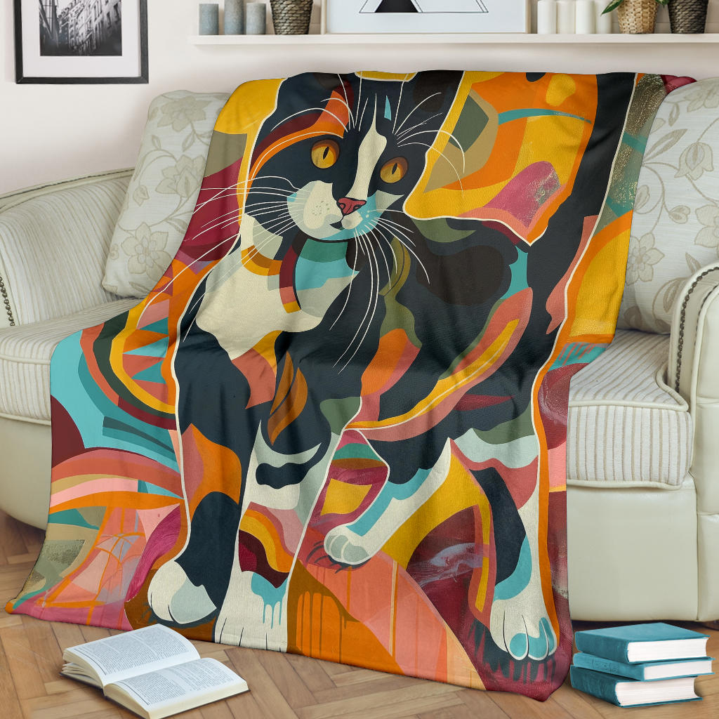 Japanese Bobtail cat Blanket, Trippy Psychedelics Japanese Bobtail cat Fleece Blanket, Japanese Bobtail cat Throw Blanket, Japanese Bobtail cat Gifts