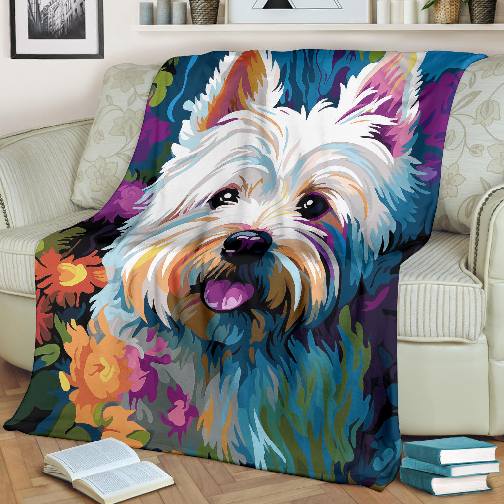 West Highland White Terrier Blanket, Trippy Psychedelics West Highland White Terrier Fleece Blanket, West Highland White Terrier Throw Blanket, West Highland White Terrier Gifts