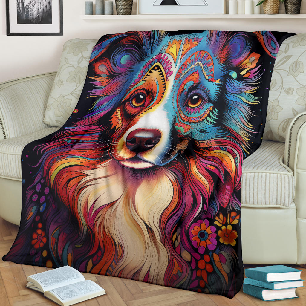 Australian Shepherd Blanket, Australian Shepherd Trippy Psychedelics Blanket, Australian Shepherd Gifts, Australian Shepherd Throw Blanket