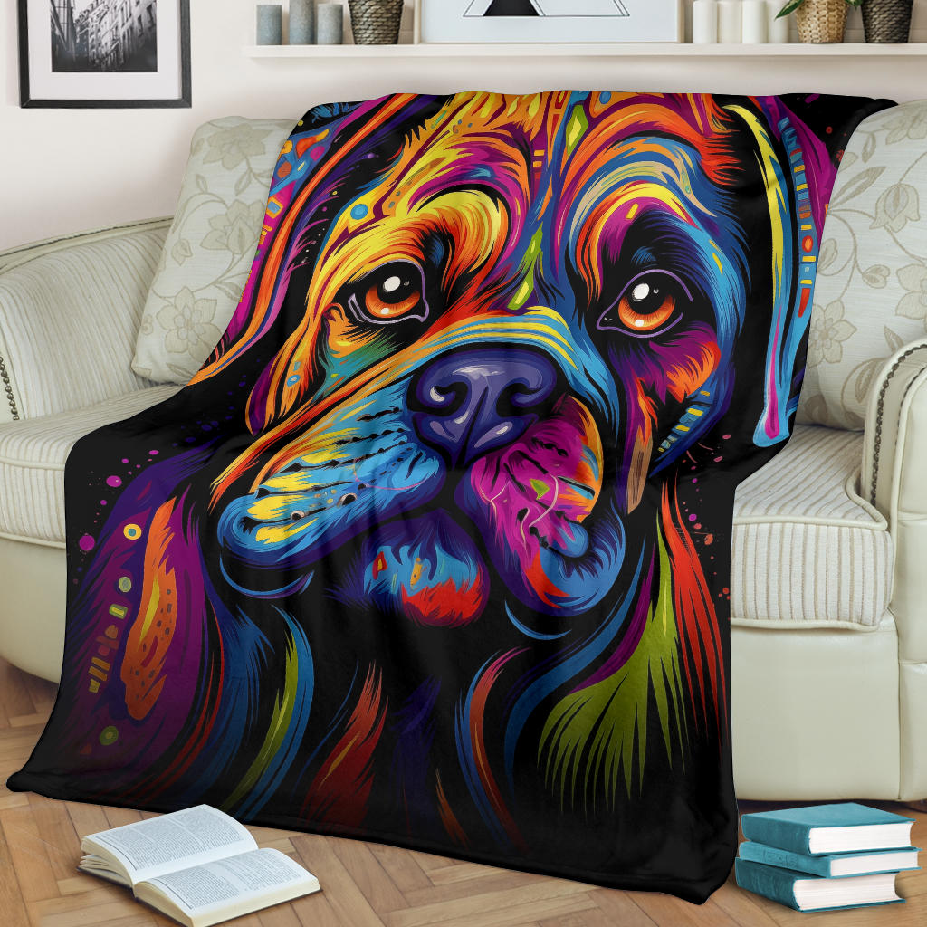 Bullmastiff Blanket, Trippy Psychedelics Bullmastiff Fleece Blanket, Bullmastiff Throw Blanket, Bullmastiff Gifts