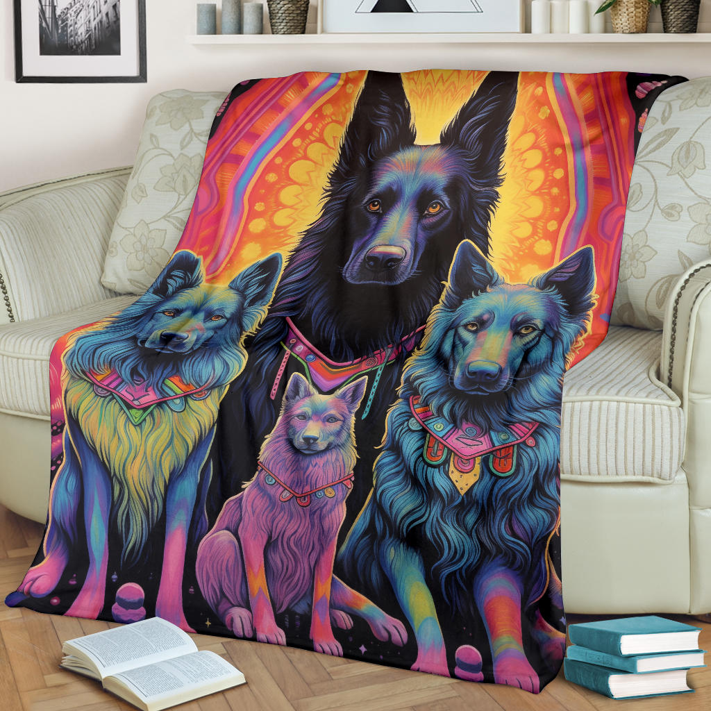 Belgian Tervuren Blanket, Trippy Psychedelics Belgian Tervuren Fleece Blanket, Belgian Tervuren Throw Blanket, Belgian Tervuren Gifts