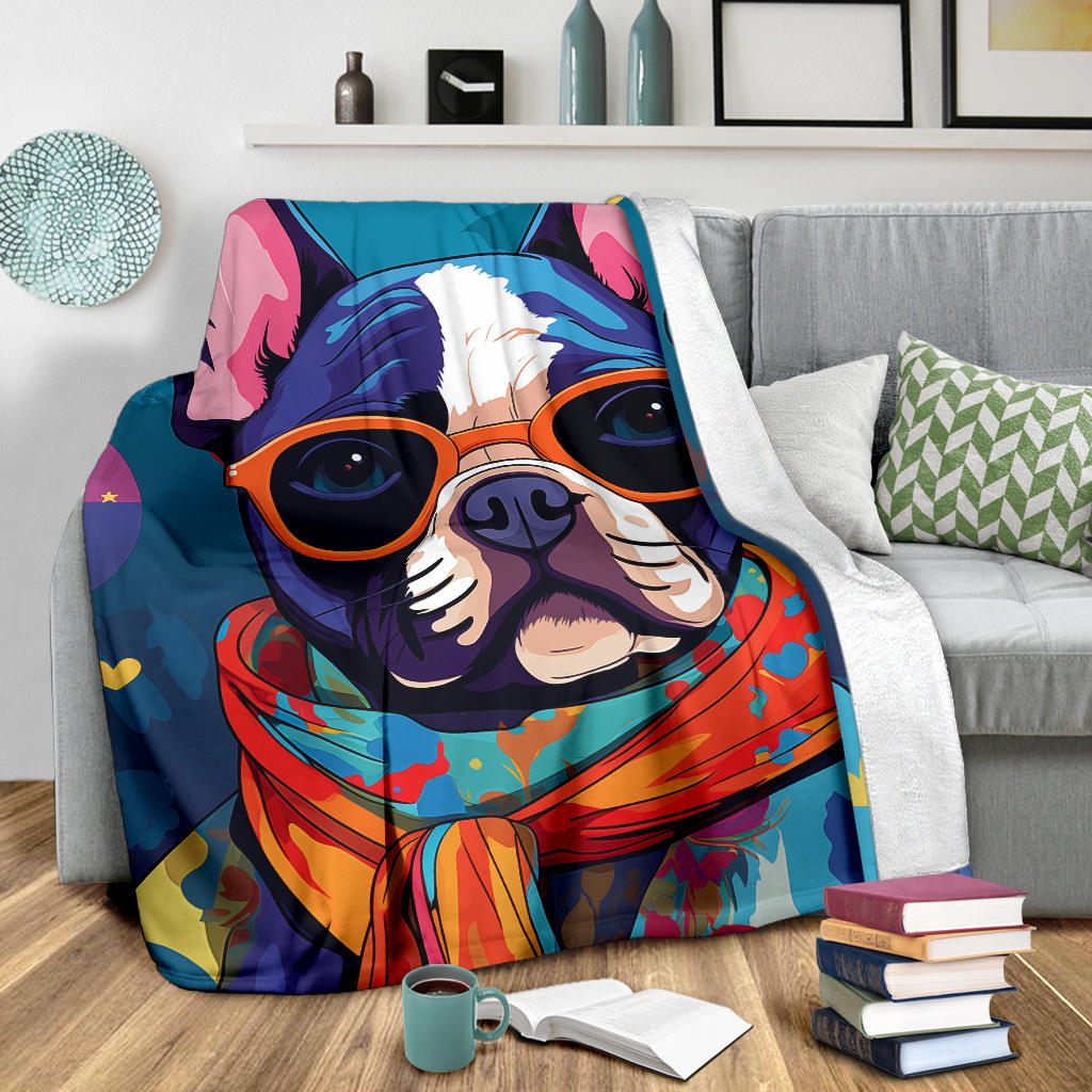 French Bulldog Blanket, Trippy Psychedelics French Bulldog Fleece Blanket, French Bulldog Throw Blanket, French Bulldog Gifts