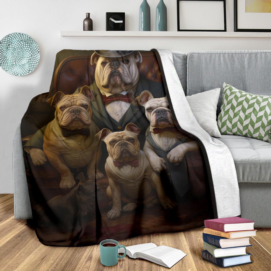 Bulldog Family Blanket, Bulldog Gifts, Bulldog Blanket, Bulldog Throw Blanket