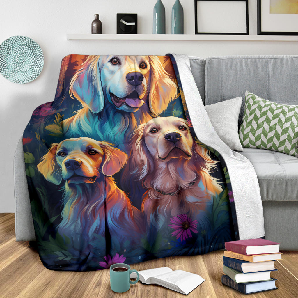 Clumber Spaniel Blanket, Trippy Psychedelics Clumber Spaniel Fleece Blanket, Clumber Spaniel Throw Blanket, Clumber Spaniel Gifts