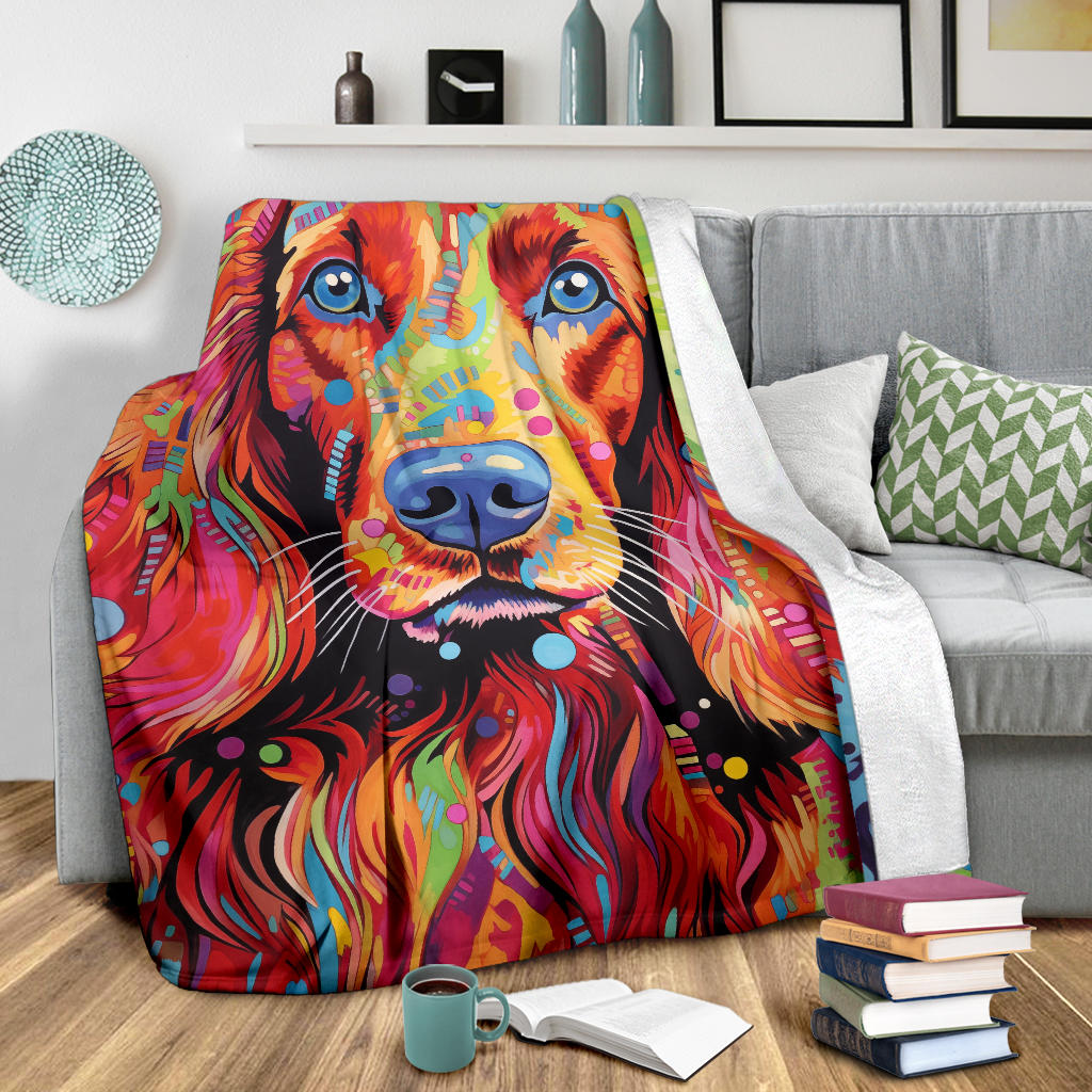 Irish Setter Blanket, Trippy Psychedelics Irish Setter Fleece Blanket, Irish Setter Throw Blanket, Irish Setter Gifts