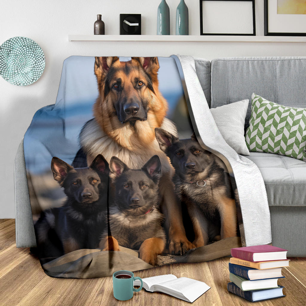 German Shepherd Family Blanket, German Shepherd Gifts, German Shepherd Throw Blanket, German Shepherd Fleece Blanket