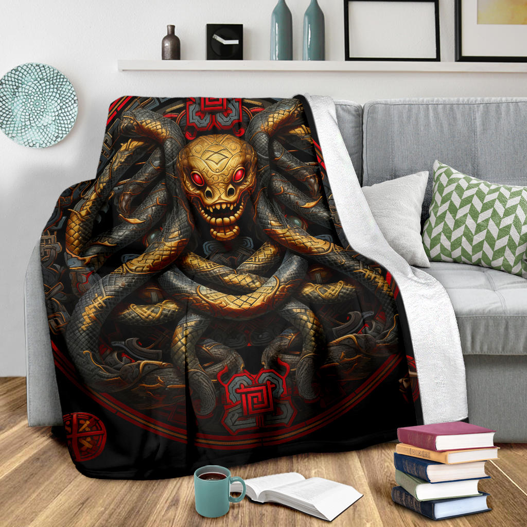 Snake Mandala Blanket, Snake Fleece Blanket, Snake Gifts, Snake Skull Blanket