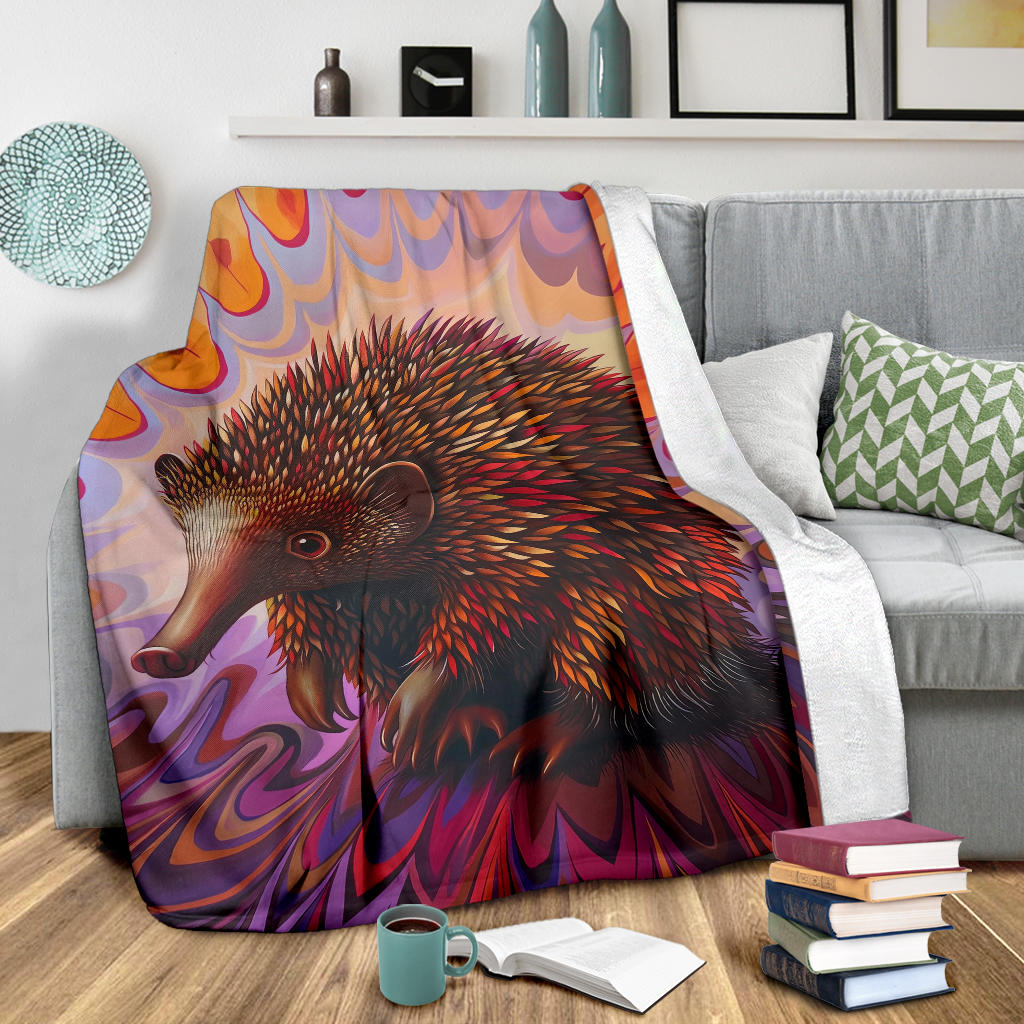 Echidna Blanket, Trippy Psychedelics Echidna Fleece Blanket, Echidna Throw Blanket, Echidna Gifts