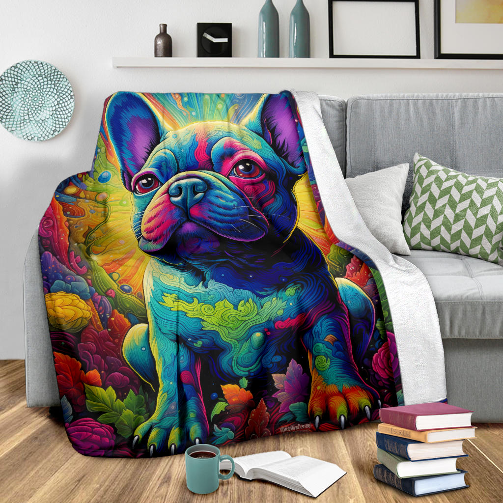 French Bulldog Blanket, French Bulldog Trippy Blanket, French Bulldog Gifts,French Bulldog Throw Blanket