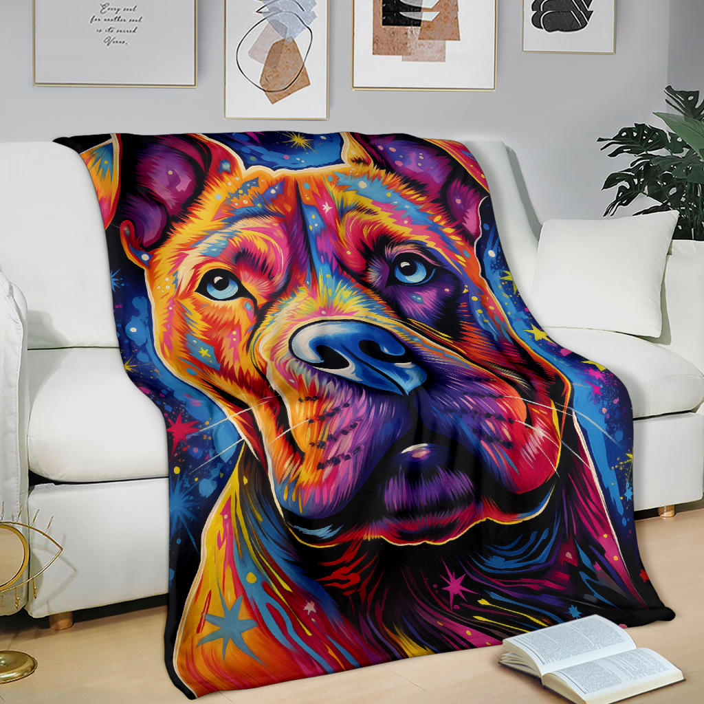 American Staffordshire Terrier Blanket, Trippy Psychedelics American Staffordshire Terrier Fleece Blanket, American Staffordshire Terrier Throw Blanket, American Staffordshire Terrier Gifts