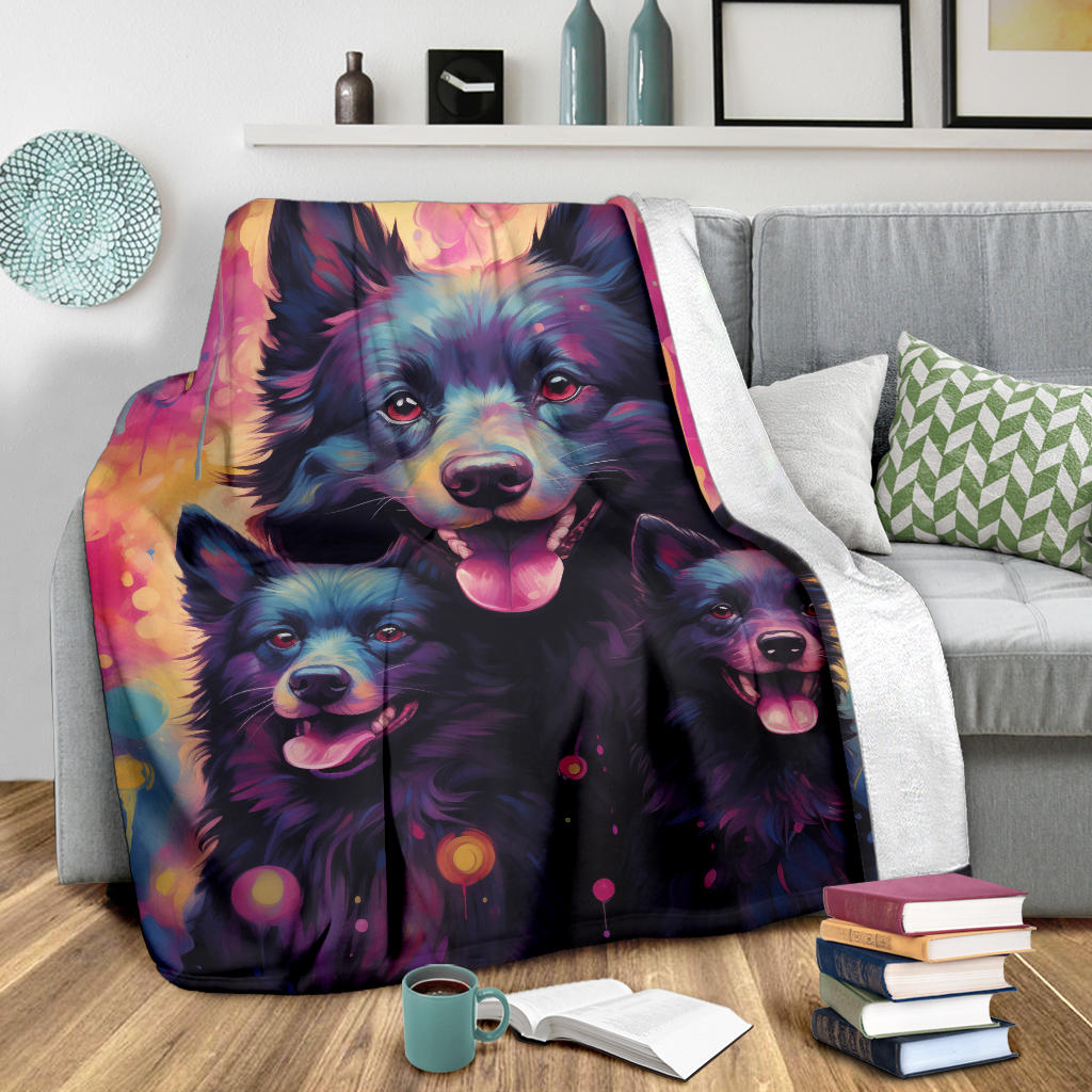 Schipperke Blanket, Trippy Psychedelics Schipperke Fleece Blanket, Schipperke Throw Blanket, Schipperke Gifts