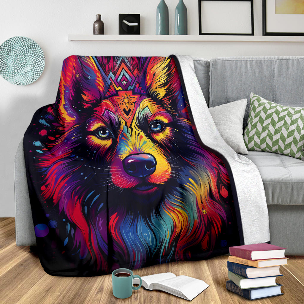 Trippy Psychedelics German Shepherd Blanket, German Shepherd Throw Blanket, German Shepherd Fleece Blanket, German Shepherd Gifts