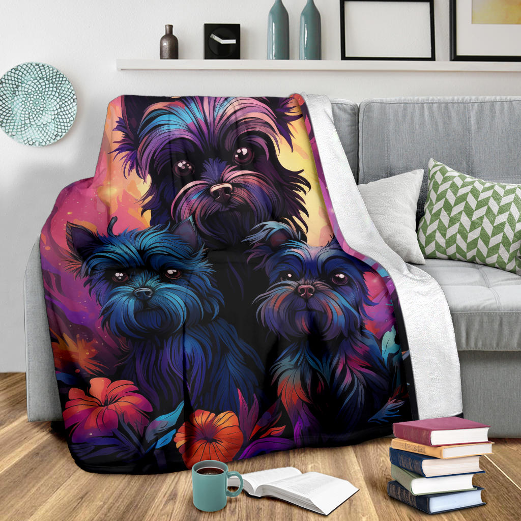 Affenpinscher Blanket, Trippy Psychedelics Affenpinscher Fleece Blanket, Affenpinscher Throw Blanket, Affenpinscher Gifts