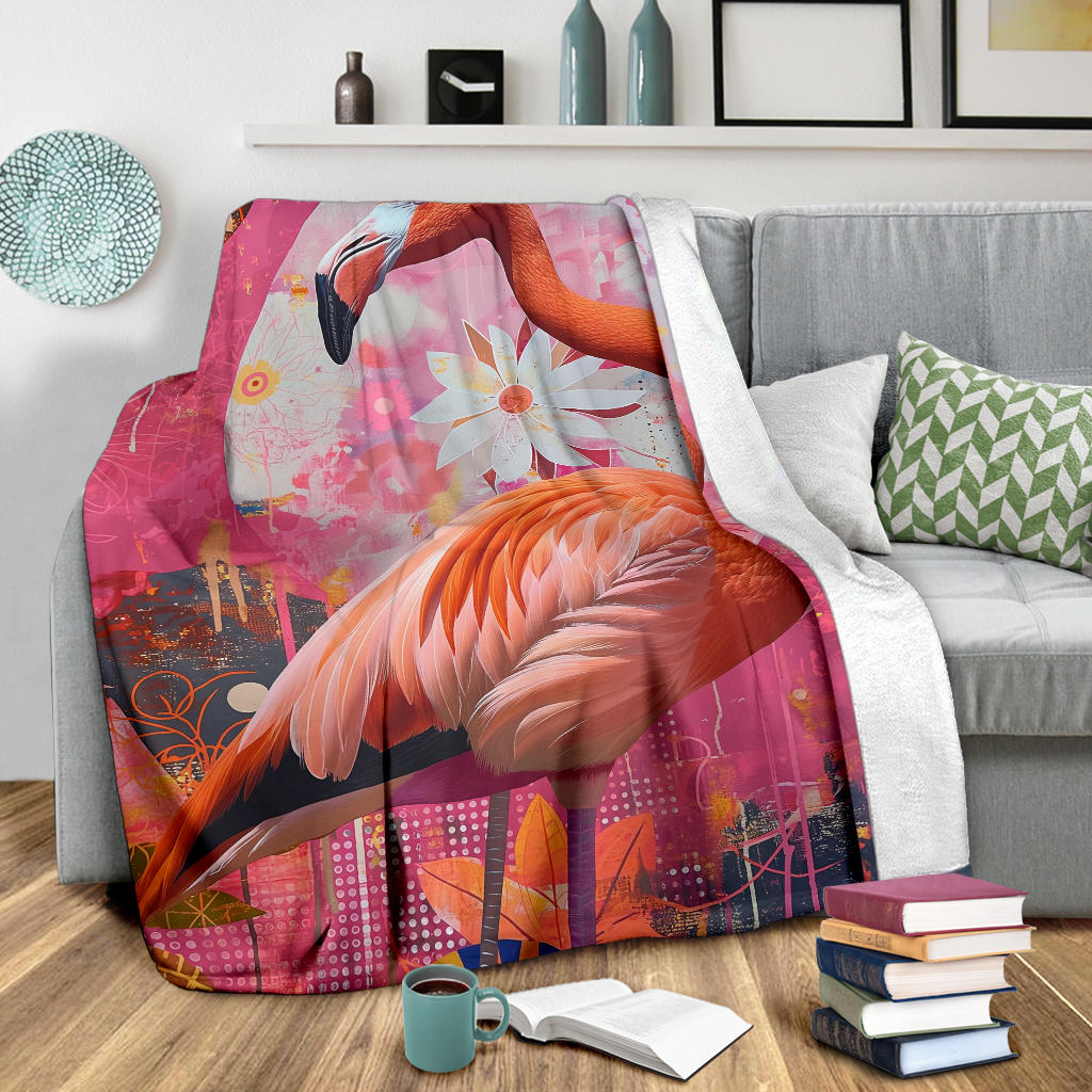 Flamingo Blanket, Trippy Psychedelics Flamingo Fleece Blanket, Flamingo Throw Blanket, Flamingo Gifts