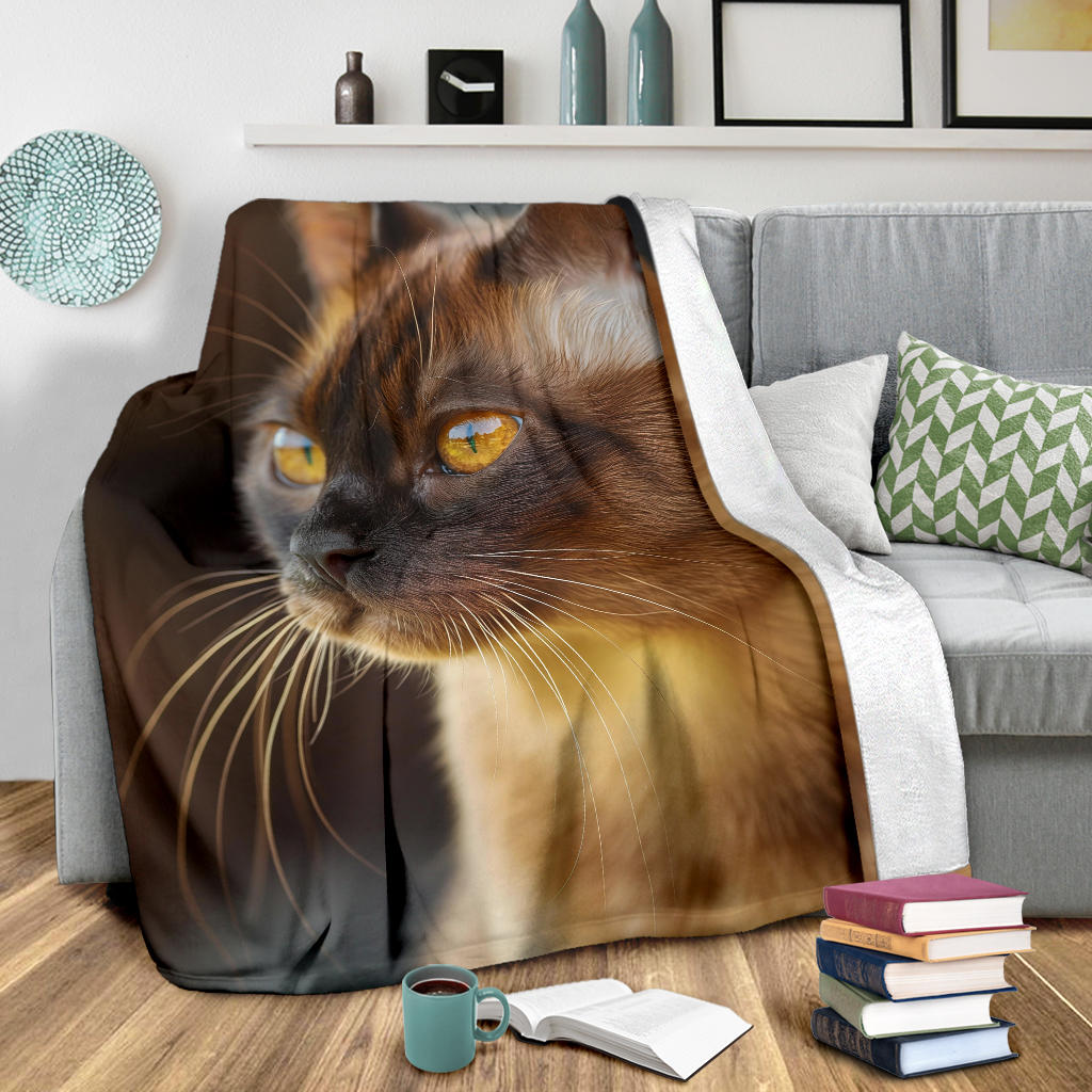 Burmese cat Blanket, Trippy Psychedelics Burmese cat Fleece Blanket, Burmese cat Throw Blanket, Burmese cat Gifts